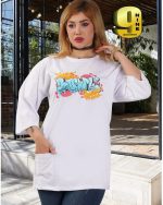 تیشرت لانگ جیبدار ، قواره دار طرح حباب دارای رنگ بندی فری سایز - Image 2