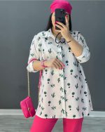شومیز کاکتوس از جنس ژاکارد طرح لنین دارای رنگبند ی - Image 3