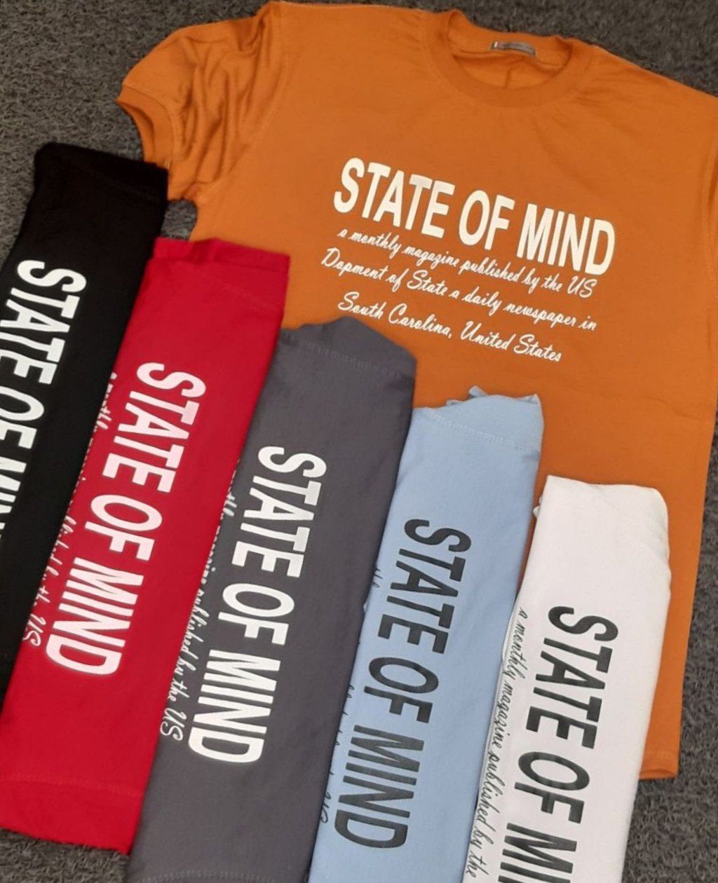 837325 تیشرت سایز L,XL,2XL جنس پنبه سوپر طرح state of mind دارای رنگ بندی - Image 1