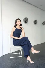 لباس سرهمی بدون آستین هالتر SKINNY از جنس پلی استر - Image 2