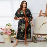 لباس زنانه سایز بزرگ ردای چاپی دارای رنگ بندی سایز XL 2XL 3XL - Image 2