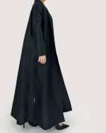 لباس زنانه جدید عبای باز مشکی تک رنگ سایز S M L - Image 2