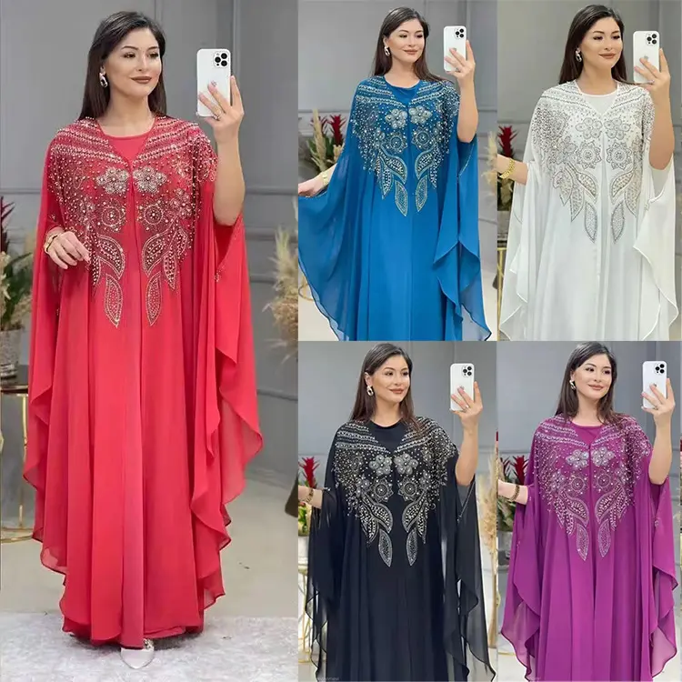 842582 لباس زنانه سایز بزرگ عربی دو تیکه رنگ بندی موجود در تصویر فری سایز - Image 1