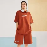 تیشرت شلوارک 2 تکه با لوگوی سفارشی 100% پنبه ای رنگبندی موجود در تصاویر سایز S M L XL - Image 3