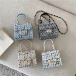 کیف دستی طرح دار با زنجیره شانه پلی استر کره ای مینی کیف مسنجر لوکس - Image 2