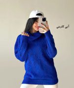تی شرت بافت یقه شل مارپیچ بلند جنس آکریل دارای رنگ بندی - Image 2