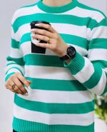 تی شرت بافت یقه گرد راه راه جنس جودون دارای رنگبندی - Image 2