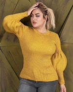 بلوز بافت مدل استین پوفی از جنس اکریل مناسب سایز 40 تا 46 - Image 2