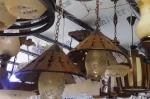 چراغ آویز دارکار مدل کلاه چینی دو شعله