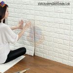 کاشى و سرامیک مدرن ساختمان خارجی فومی طرح آجر سفید کره ای کد 3D کد اندازه 70 * 77 قابل شستشو عایق رطوبت صدا حرارت و ضربه گیر