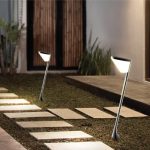 چراغ حیاطی ایستاده توان 6 وات 220 ولت شعاع مدل سوانSH-14601 منبع نور LED آلیاژ بدنه آلومینیوم رنگ خاکستری تیره