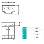 روشویی روکابینتی پارس سرام مدل زیبا سایز ۶۰ درجه 1 ، 2 ، 3 ابعاد 14*43*60 وزن 15 کیلوگرم