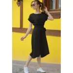 لباس زنانه آستین کوتاه تابستانی  راحتی کمربند کش دار در 6 رنگ  Armonika 2022 - Image 2