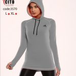 بلوز ورزشی زنانه فینگردار کلاه دار طرح adidas