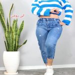 شلوار جین مام استایل پشت کش جلو پیله دار مناسب سایز 38 تا 48 دارای رنگبندی