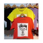 تیشرت نخی زنانه تک رنگ طرح Stussy - Image 2