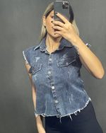 وست دکمه دار از جنس جین  Free size مناسب برای سایز 36-44 - Image 2