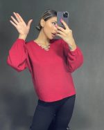 شومیز ابروبادی زنجیری Free size در سه رنگ سرخابی، مشکی و سبز - Image 2