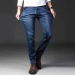 شلوار جین مردانهMJ049 عمده فروشی شلوار جین باریک مردانه جین طرح کش دار شلوار جین آبی و مشکی مردانه - Image 2