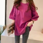 تیشرت زنانه اورسایز بلند ساده رنگی
