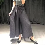 شلوار زنانه راسته چین دار Miyake کمر گشاد و نازک