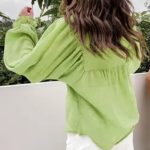 پیرهن زنانه کتان یقه V مناسب سایز S تا L دارای رنگبندی