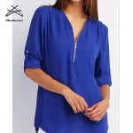 تاپ زنانه آستین بلند پارچه ابریشمی با طرح زیبا رنگ بندی موجود در تصویر