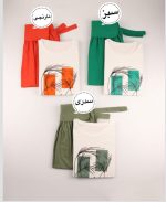 ست تیشرت و دامن گندم  نخی فری سایز دارای رنگ بندی - Image 2