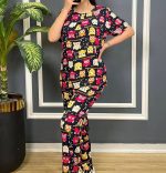 ست تیشرت و شلوار از جنس نخ دارای بیش از 100 طرح فری سایز تا سایز 44 - Image 2