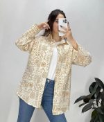 شومیز جلو دکمه از جنس لینن قواره دار دارای رنگبندی