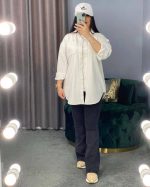 مانتو پارچه کتان کاغذی شسته شده  دارای رنگبندی - Image 2