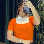 کراپ یقه پیله دارای رنگ بندی سایز ۳۶ تا ۴۴ - Image 2