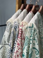 مانتو هندسی ریش دار  جین 4 عددی در 4 رنگ