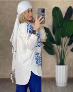 کت لوزی جیب دار  از جنس ترکیبی لنین و داکرون دارای رنگبندی - Image 2