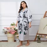 لباس زنانه سایز بزرگ ردای چاپی دارای رنگ بندی سایز XL 2XL 3XL