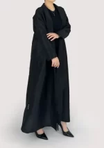 لباس زنانه جدید عبای باز مشکی تک رنگ سایز S M L