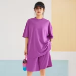تیشرت شلوارک 2 تکه با لوگوی سفارشی 100% پنبه ای رنگبندی موجود در تصاویر سایز S M L XL
