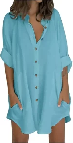 لباس زنانه پیراهن گشاد آستین کوتاه KaiChen نخی و کتانی سایز M L XL