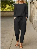 لباس مجلسی زنانه کژوال و کتانی گرم پاییزی HJ  دارای رنگ بندی و سایزبندی شده پنبه ای