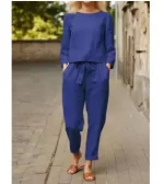 لباس مجلسی زنانه کژوال و کتانی گرم پاییزی HJ  دارای رنگ بندی و سایزبندی شده پنبه ای - Image 2
