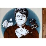تابلو فرش طرح استاد شجریان زمینه آبی - Image 2