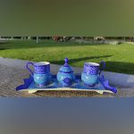 ست چایی خوری دو نفره با سینی مستطیل مینا کاری شده - Image 3