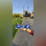 ست چایی خوری دو نفره با سینی مستطیل مینا کاری شده