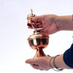 چراغ گرد سوز مسی طرح ناصرالدین شاه سایز 7*7*26 برند صبا مس