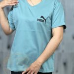 تیشرت زنانه جنس پنبه اعلا یقه هفت آستین دوبل طرح پوما - Image 3