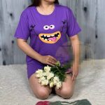 ست کراپ شورتک زنانه جنس پنبه طرح های چاپی کارتونی - Image 3