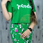 ست کراپ شورتک زنانه جنس پنبه طرح چاپی پاندا - Image 3