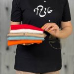 تیشرت زنانه جنس پنبه اعلا طرح نوشته جانی و دلی
