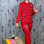 ست بلوز شلوار زنانه جنس دورس طرح قلب - Image 3