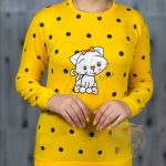 بلوز زنانه جنس دورس تکه دوزی شده طرح گربه - Image 3